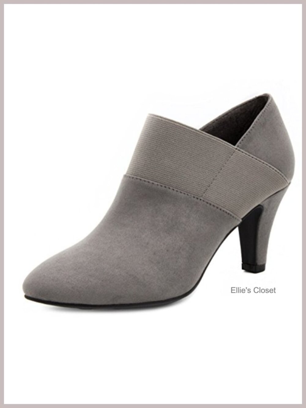 Womens Faux Suede Cone Heel Ankle Booties Zip Closure